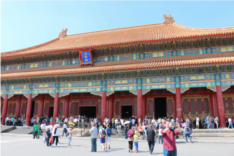 colorful architecture of the forbidden city entrance