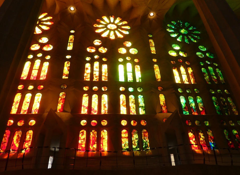 red yellow and green stained glass windows