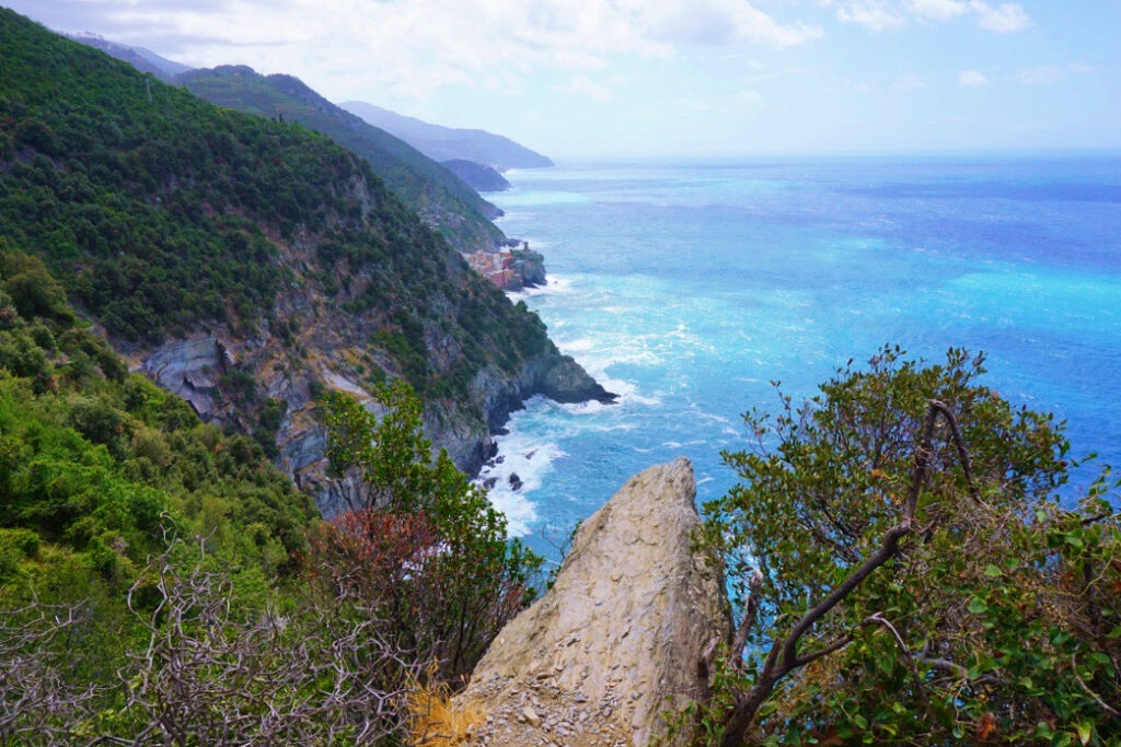 rock platform jutting out over the coast of cinque terre
