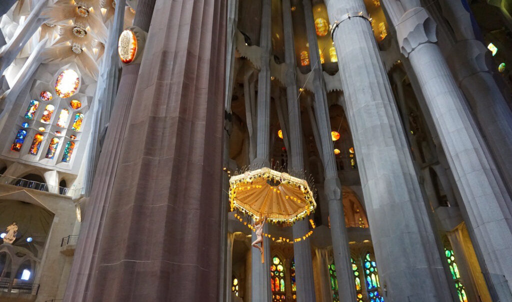 tree like facades and columns of the sagrada familia