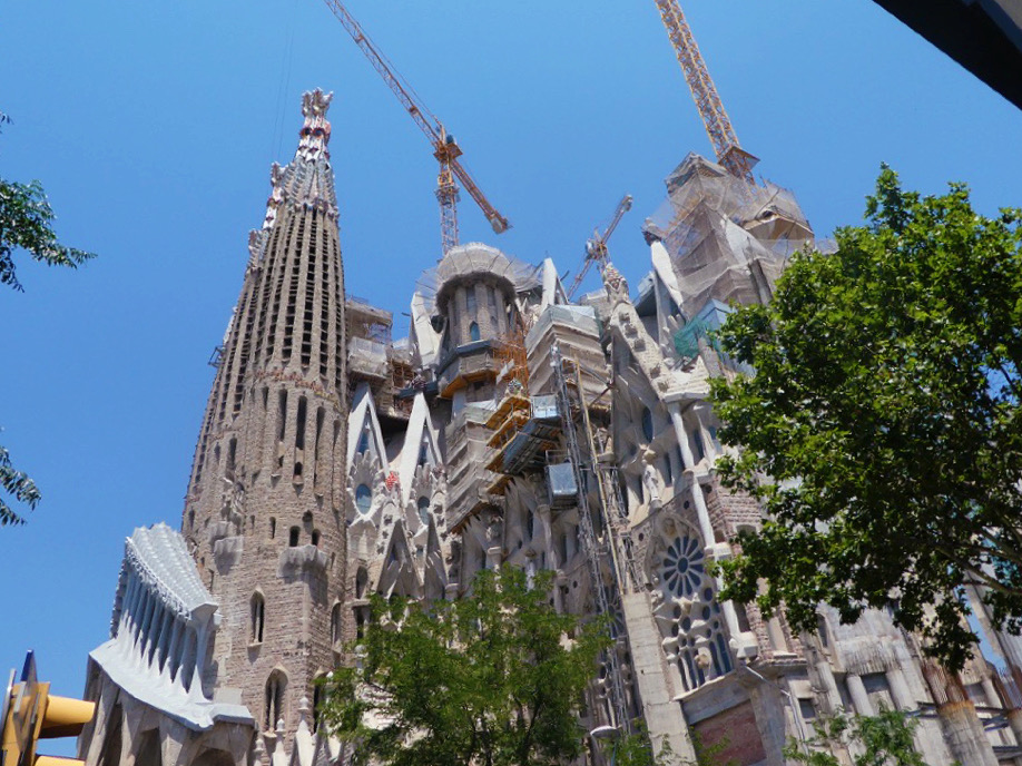 construction cranes building the sagrada familia