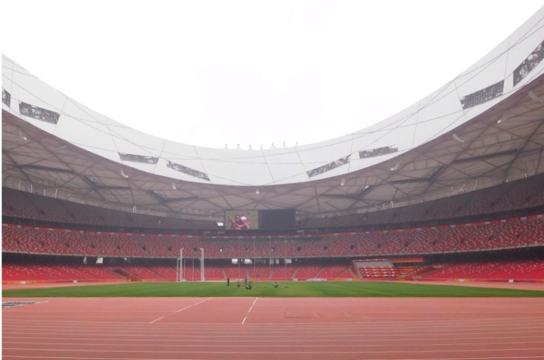 view of the bird's nest from the track