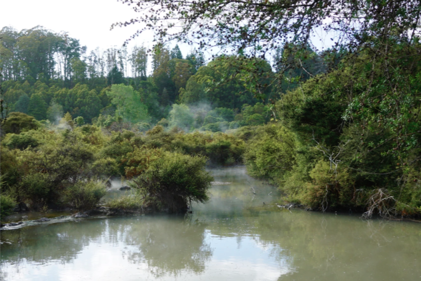 geothermal lakes with muddy water