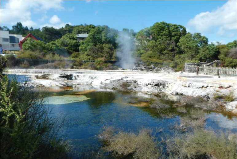geothermal lake with moss