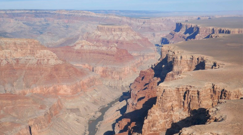 red rock wall and valleys of the south rim grand canyon