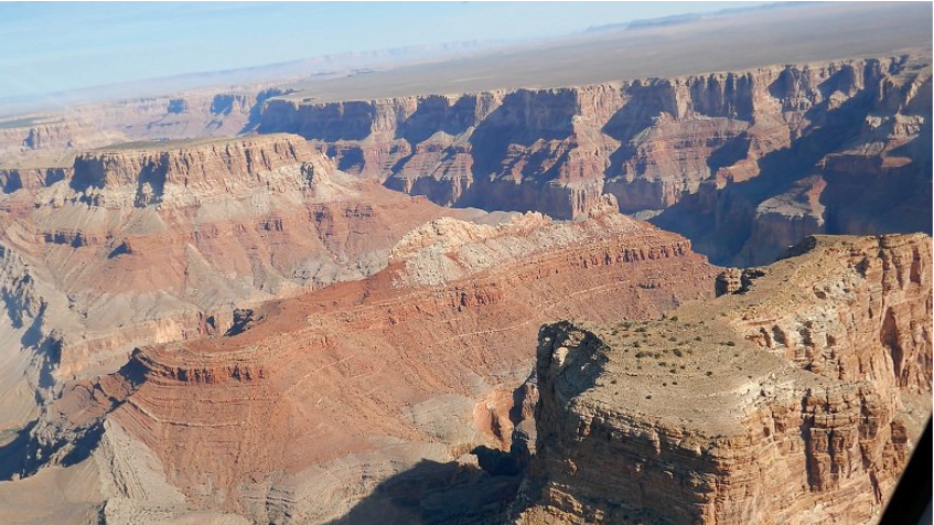 red rocks in the grand canyon from the maverick helicopter tour