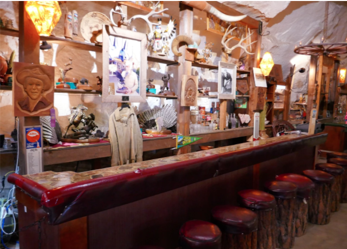 old bar stools inside converted museum
