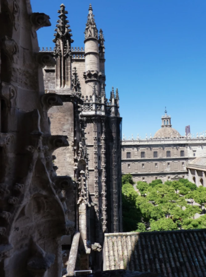 side view of the cathedral in seville spain; seville itinerary one day