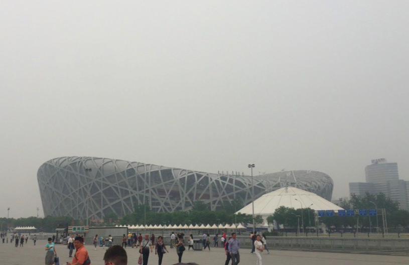 full view of the exterior of the beijing olympic stadium