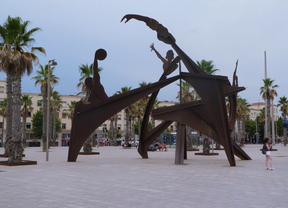 silhouette sculptures in an open park of barcelona