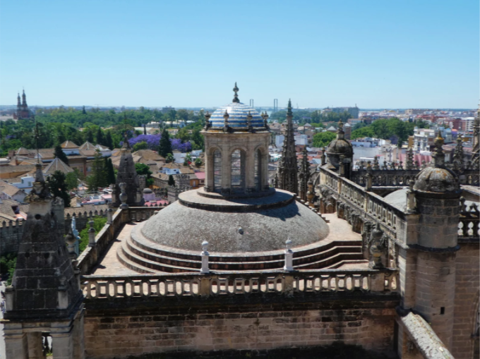 one day in seville the top of a tower in the cathedral; 1 day in seville
