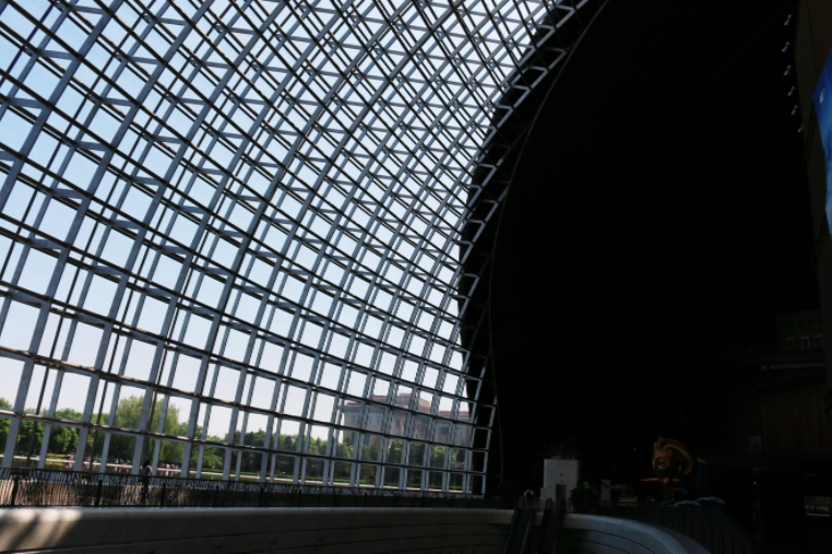 checker designed window structure at the giant egg