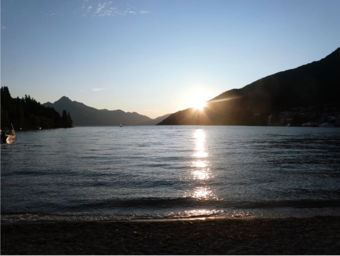 sunset over queenstown lake