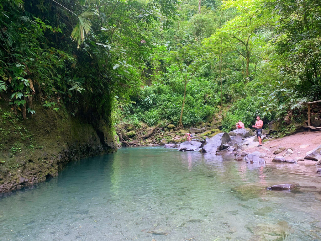 shallow swimming area near la fortuna waterfall
