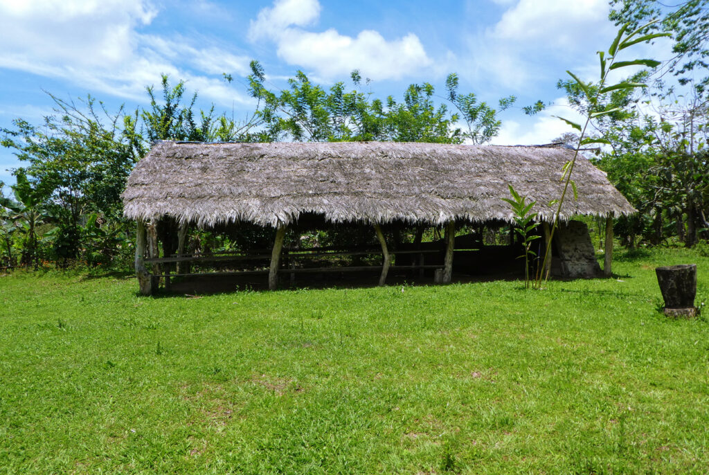 maleku village straw structure with green grass