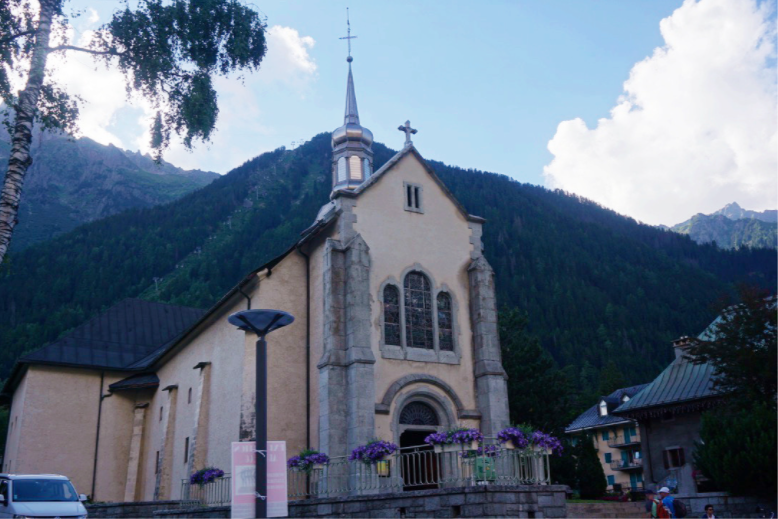 chamonix church in the shade