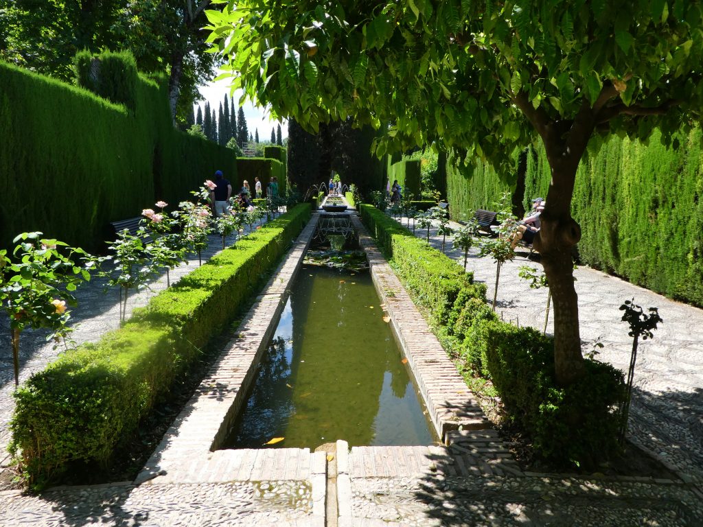 water pools in the gardens of the alhambra granada