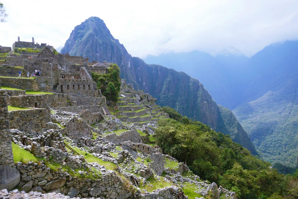 stone borders on the side of steep mountain