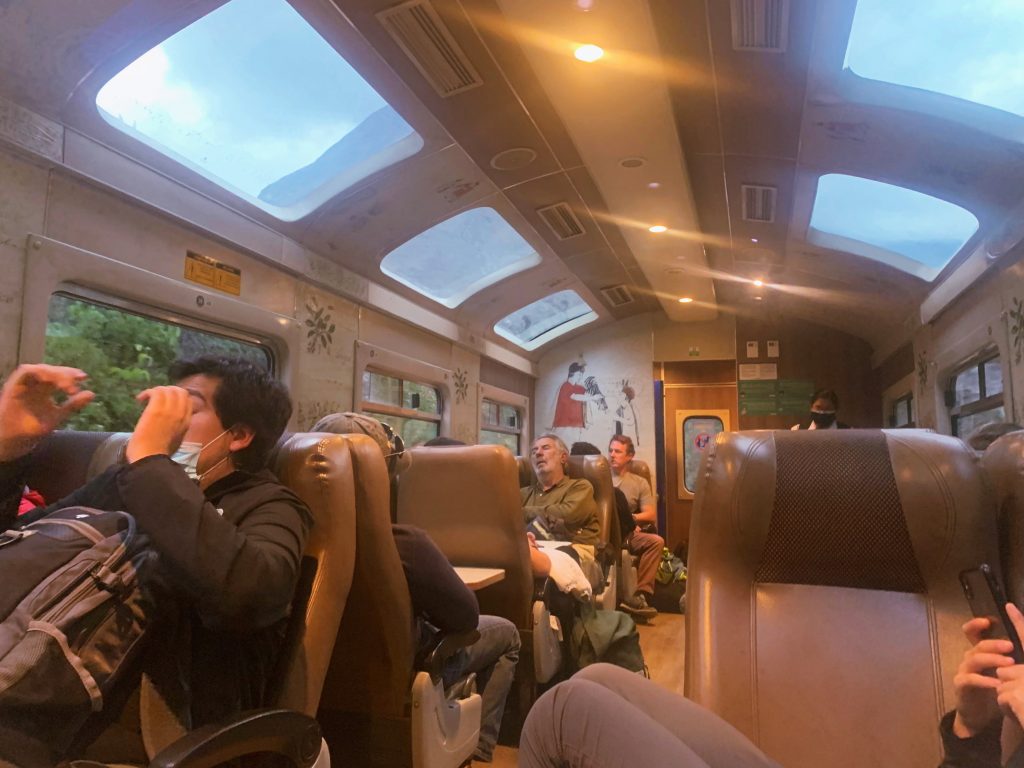 Inside view of the PeruRail train