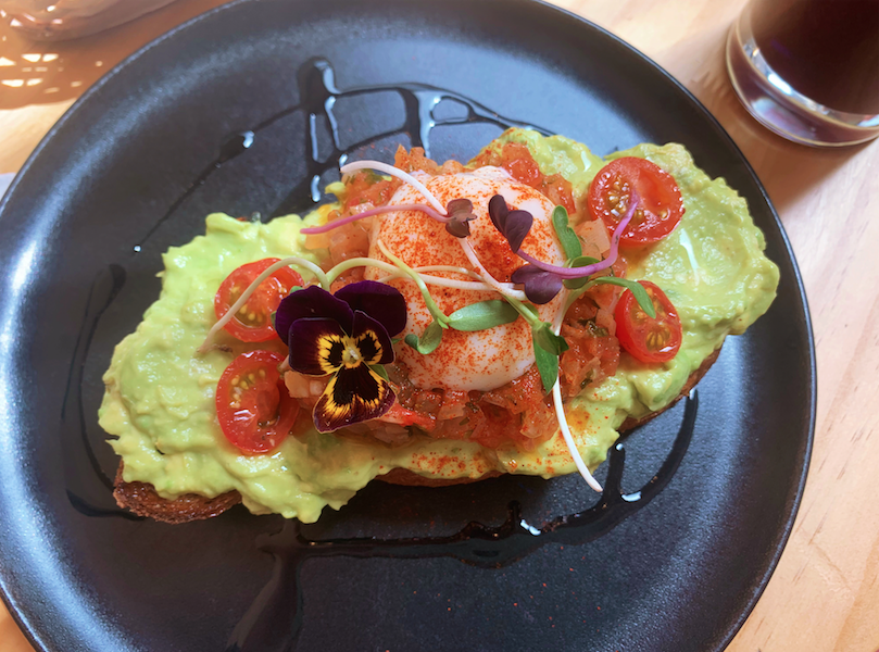 avocado toast with flowers on top