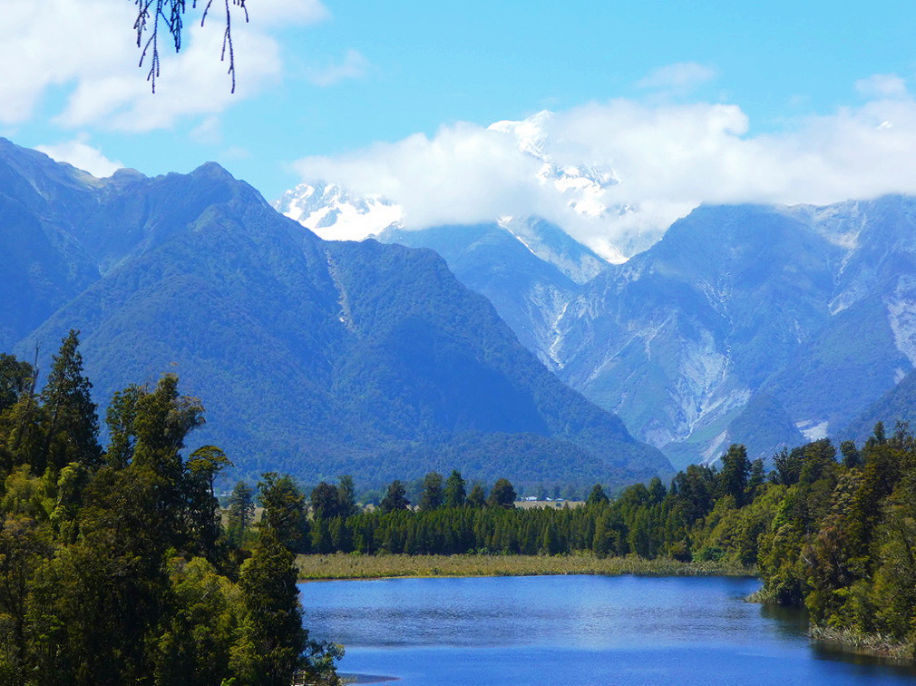 view of mount cook above lake matheson