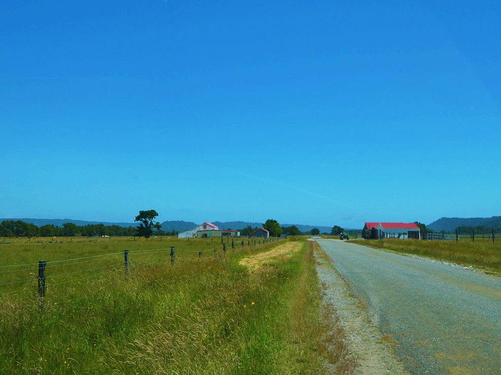 rural backroad in open grass field