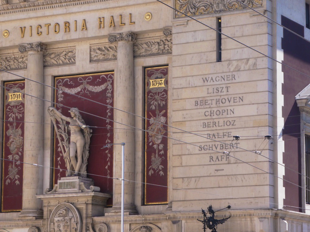 statue in front of hall entrance