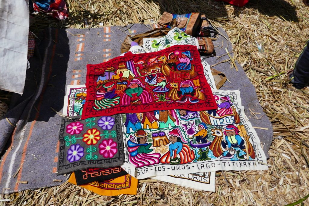 traditional woven rugs from the floating islands of uros