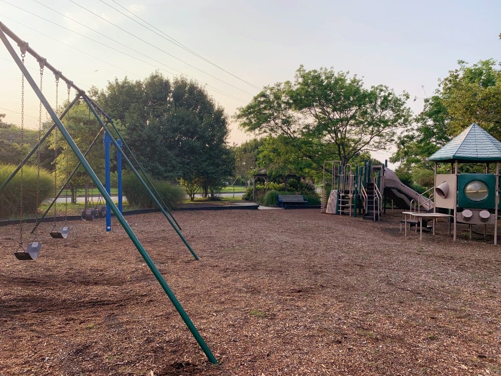 woodchip swings with trees