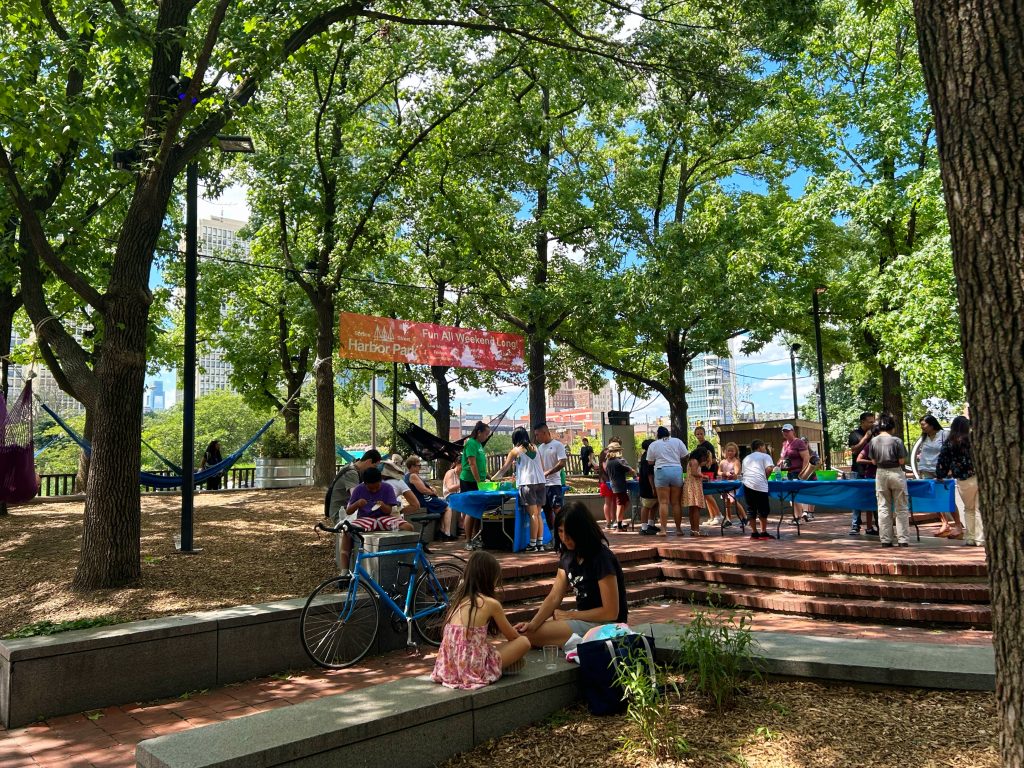 spruce street harbor park at penn's landing in the summer
