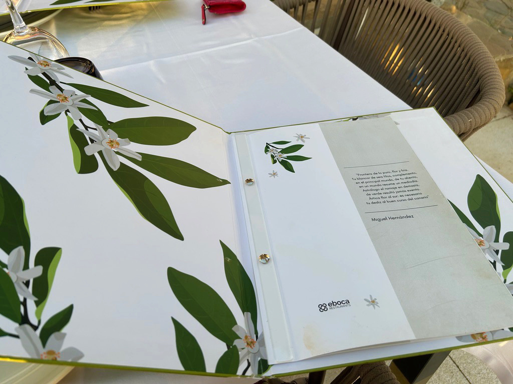 menu with leaf decorations