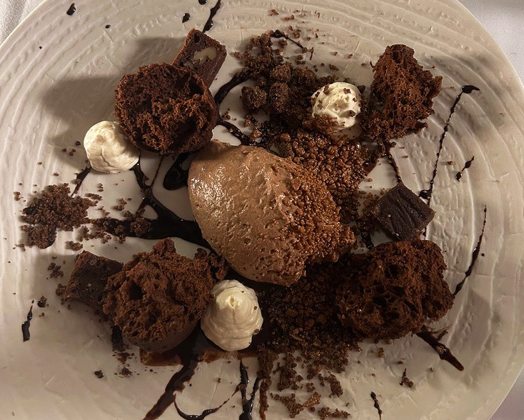 chocolate brownie and ice cream dessert