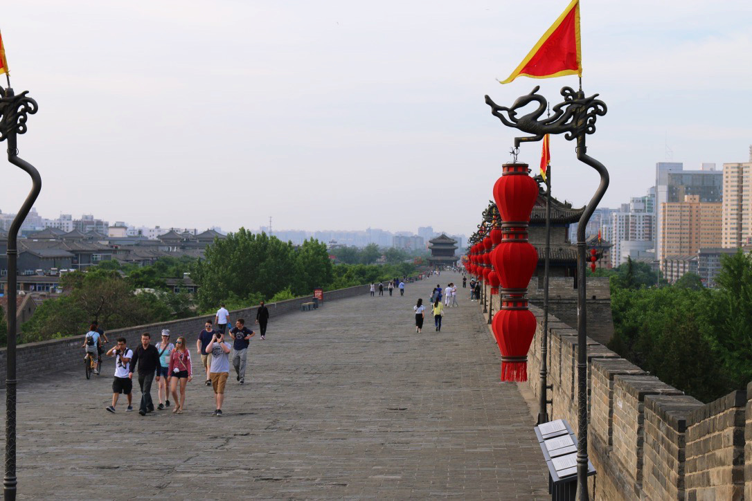 red lantern hanging on the xi'an city wall