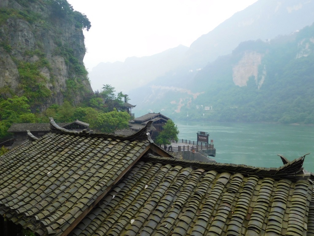 village rooftop over three gorges river