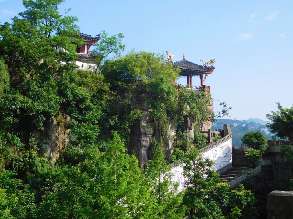 view of pavilion by shibaozhai pagoda