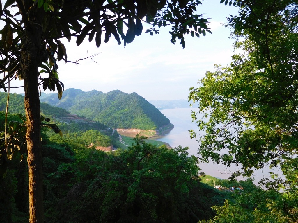 view of the yangtze river from fengdu ghost city china