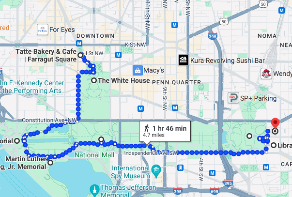 walking itinerary of washington dc