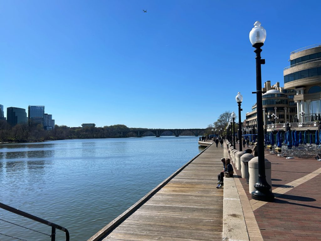 boardwalk of georgetown waterfront on a clear day