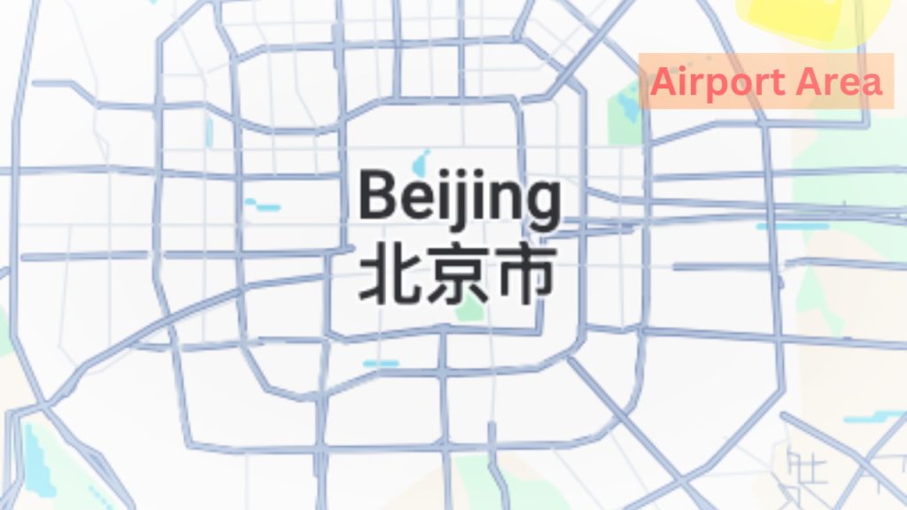 highlighted map of airport in beijing