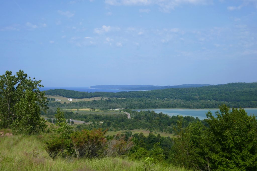 tail of glen lake surrounded by green forest trees