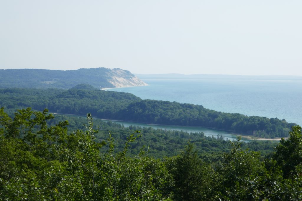 sleeping bear dunes north bar lake overlook in summer