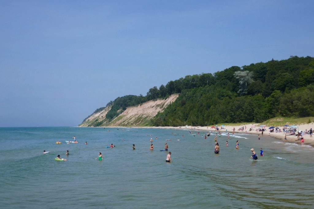 frankfort beach with dunes in the background
