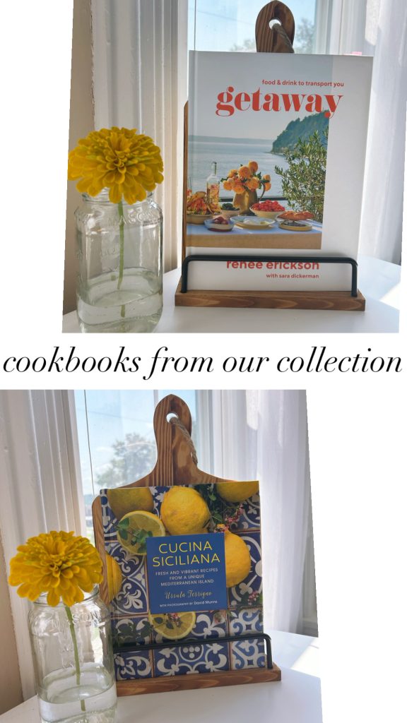 image of two cookbooks sitting next to a yellow flower
