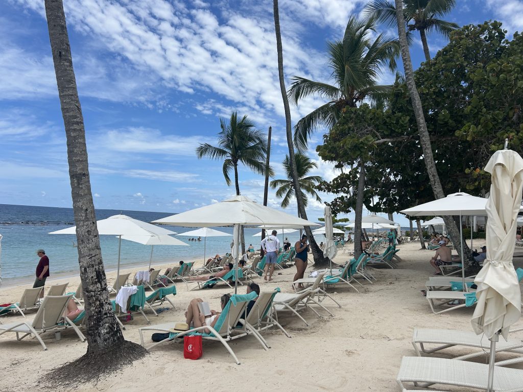 beach chairs and umbrellas at minitas beach