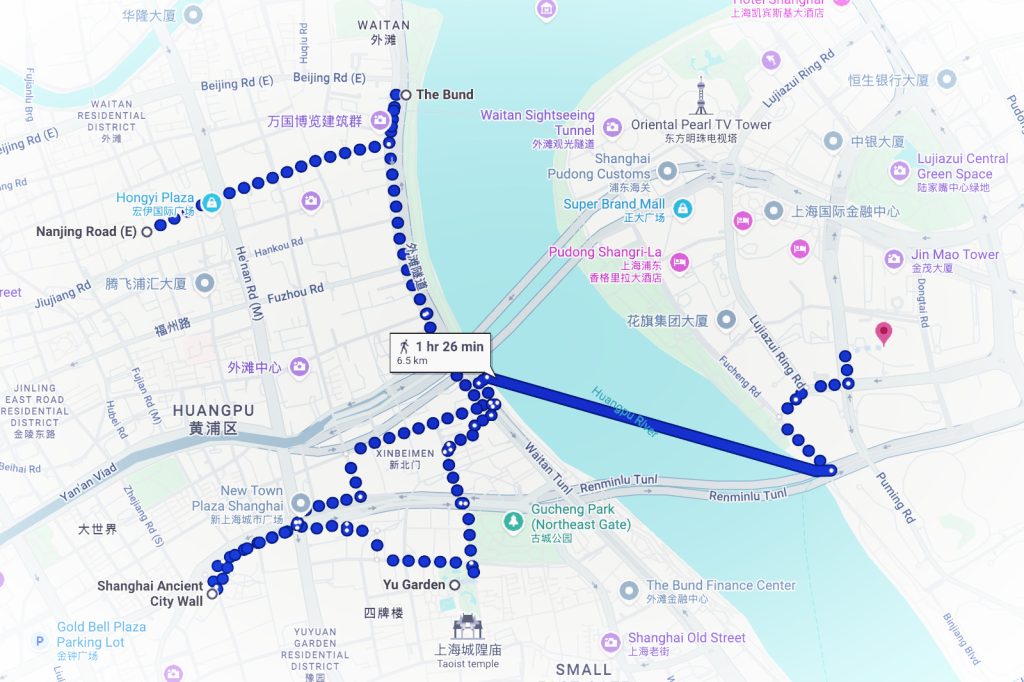 walking and ferry route shanghai itinerary