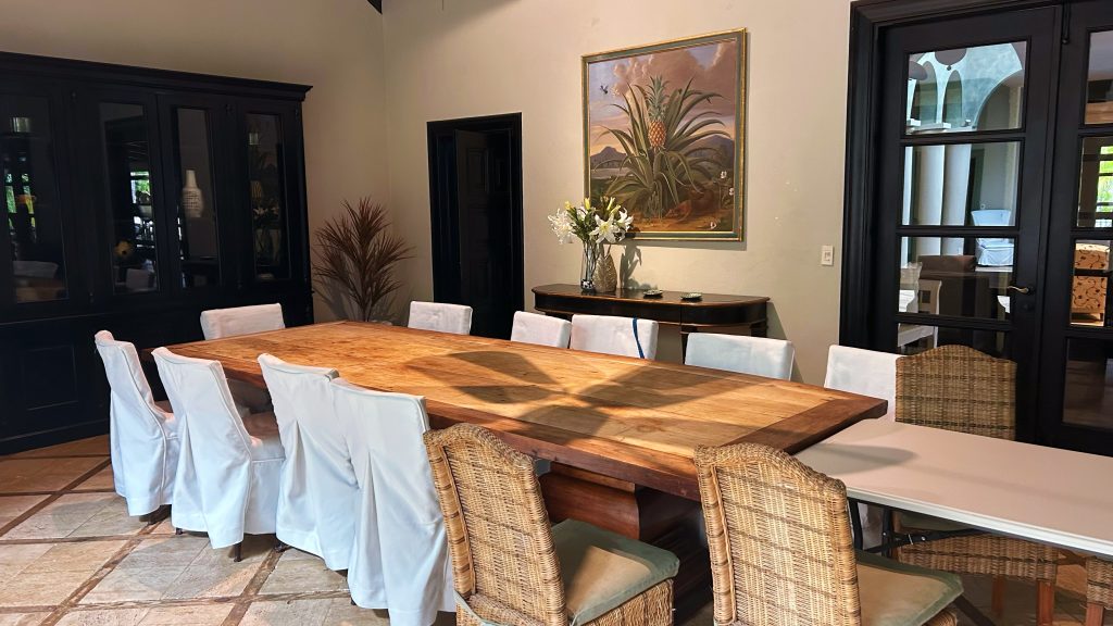 long dining table with chairs