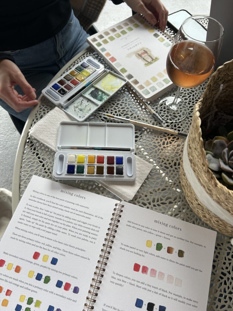 watercolor with wine